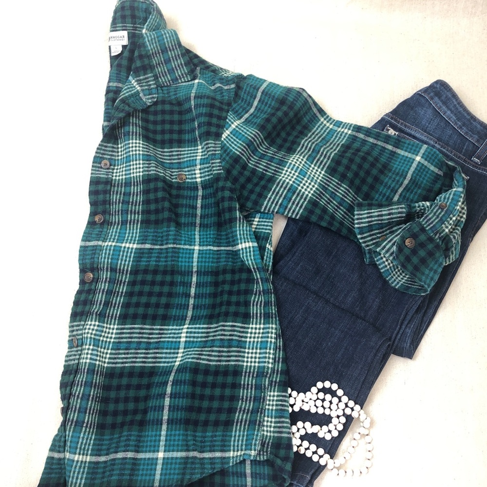 Green Plaid Oversized Flannel